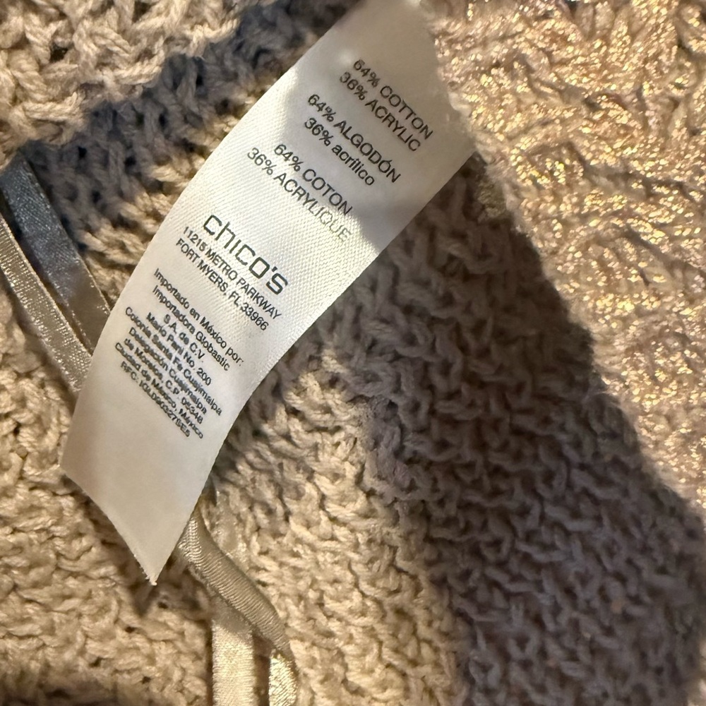 Chico's Textured Knit Sweater in Gold Chico’s Size 3 large - Picture 5 of 5